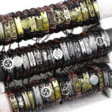 10Pcs Braided Leather Bangle Cuff Bracelets Multi-color Mix Style Adjustable