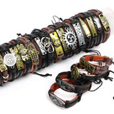 10Pcs Braided Leather Bangle Cuff Bracelets Multi-color Mix Style Adjustable