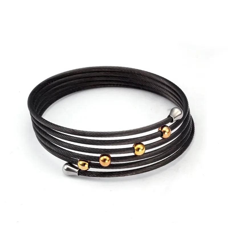 High Cuff Wrap Bracelet Bangles Stainless Steel Charm Bracelets