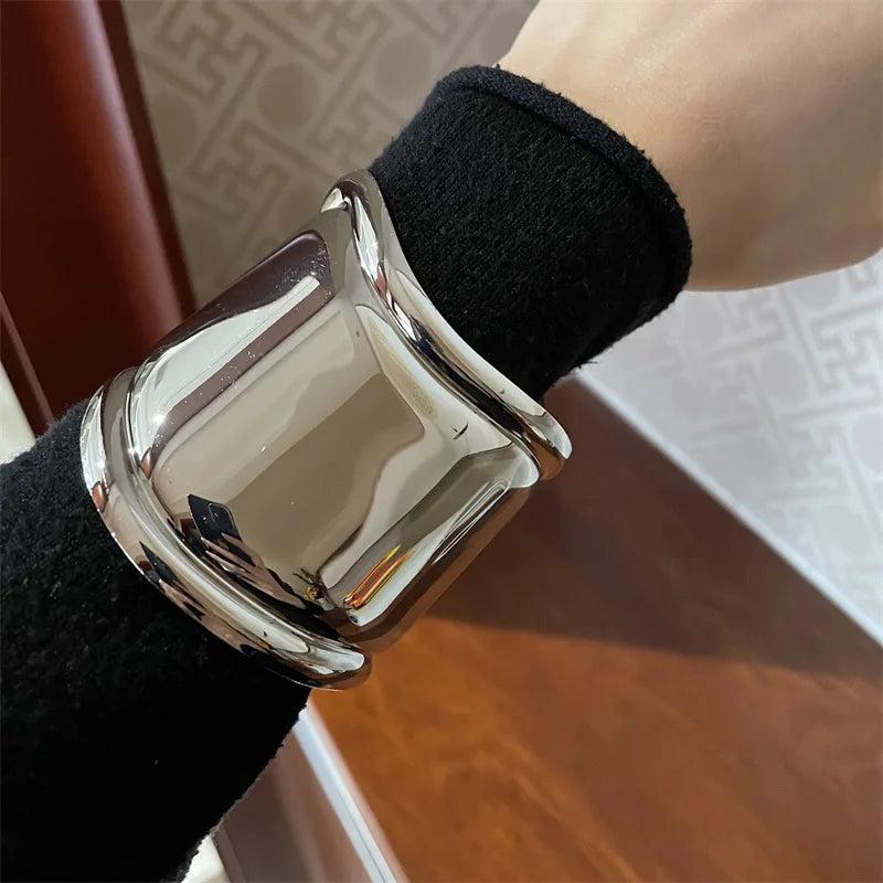 Metallic Open Bracelet Big Cuff Bangles for Women