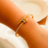 Heart Stu Bracelet Bangle European American Women Stainless Steel