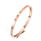 CZ Crystal 4mm Cuff Bangle For Women Titanium Stainless Steel Bracelet
