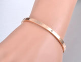 CZ Crystal 4mm Cuff Bangle For Women Titanium Stainless Steel Bracelet