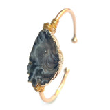 Geode Stone Bracelet Agate Wire Cuff Bangle Adjustable