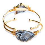 Geode Stone Bracelet Agate Wire Cuff Bangle Adjustable