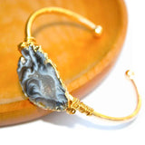 Geode Stone Bracelet Agate Wire Cuff Bangle Adjustable