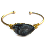 Geode Stone Bracelet Agate Wire Cuff Bangle Adjustable