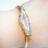 Geode Stone Bracelet Agate Wire Cuff Bangle Adjustable