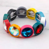 Faceted Crystal Tile Bead Bangles Bracelet for Women