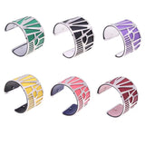 Reversible Bracelet with Silver Ribbon Interchangeable PU Leather Bracelet
