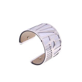 Reversible Bracelet with Silver Ribbon Interchangeable PU Leather Bracelet