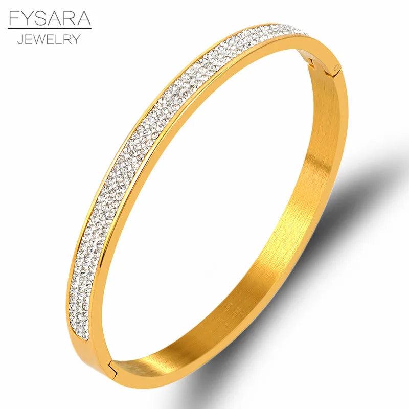 Rhinestone Pave Bangles Stainless Steel Zirconia Crystals Bracelets