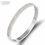 Rhinestone Pave Bangles Stainless Steel Zirconia Crystals Bracelets