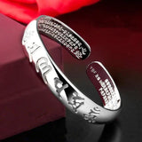 Sanskrit 6 Words Bangles Women Tibetan Silver Cuff Bracelet Om Mani Padme Hum