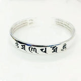 Sanskrit 6 Words Bangles Women Tibetan Silver Cuff Bracelet Om Mani Padme Hum