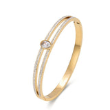 Sparkling Rhinestone Bangle Bracelet Titanium Stainless Steel CZ Crystal Wedding