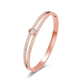 Sparkling Rhinestone Bangle Bracelet Titanium Stainless Steel CZ Crystal Wedding
