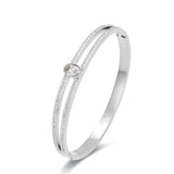 Sparkling Rhinestone Bangle Bracelet Titanium Stainless Steel CZ Crystal Wedding