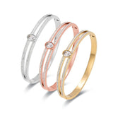 Sparkling Rhinestone Bangle Bracelet Titanium Stainless Steel CZ Crystal Wedding