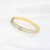 Sparkling Rhinestone Bangle Bracelet Titanium Stainless Steel CZ Crystal Wedding