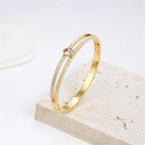 Sparkling Rhinestone Bangle Bracelet Titanium Stainless Steel CZ Crystal Wedding