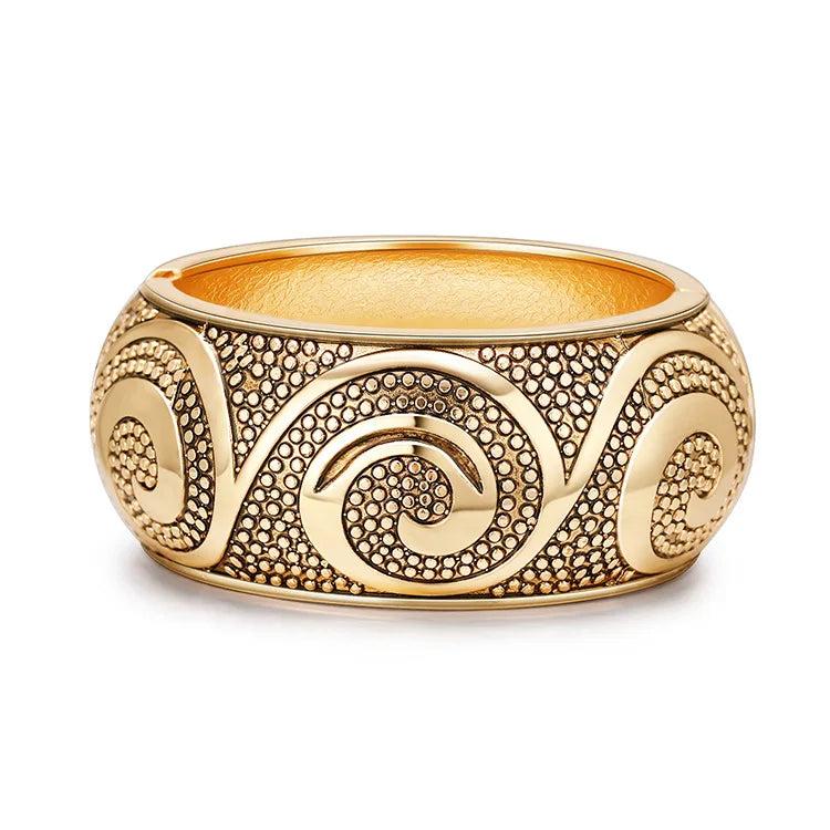 Ethnic Totem Metal Carved Wide Bangles Tibetan Vintage Tribal Bracelet Cuff