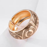 Ethnic Totem Metal Carved Wide Bangles Tibetan Vintage Tribal Bracelet Cuff