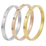 Stainless Steel Zircon Bangle Golden Wedding Jewelry