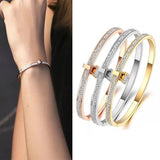 Crystal Lock Lover Bracelets Zirconia Jewelry Couple Bangles