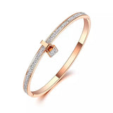 Crystal Lock Lover Bracelets Zirconia Jewelry Couple Bangles