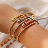 Crystal Love Heart Stainless Steel Bracelet for Women