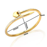 Crystal Love Heart Stainless Steel Bracelet for Women
