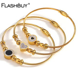 Enamel Heart Stainless Steel Bangle Bracelets Women Waterproof Gifts