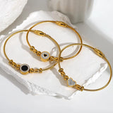 Enamel Heart Stainless Steel Bangle Bracelets Women Waterproof Gifts