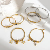 Enamel Heart Stainless Steel Bangle Bracelets Women Waterproof Gifts