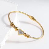 Enamel Heart Stainless Steel Bangle Bracelets Women Waterproof Gifts