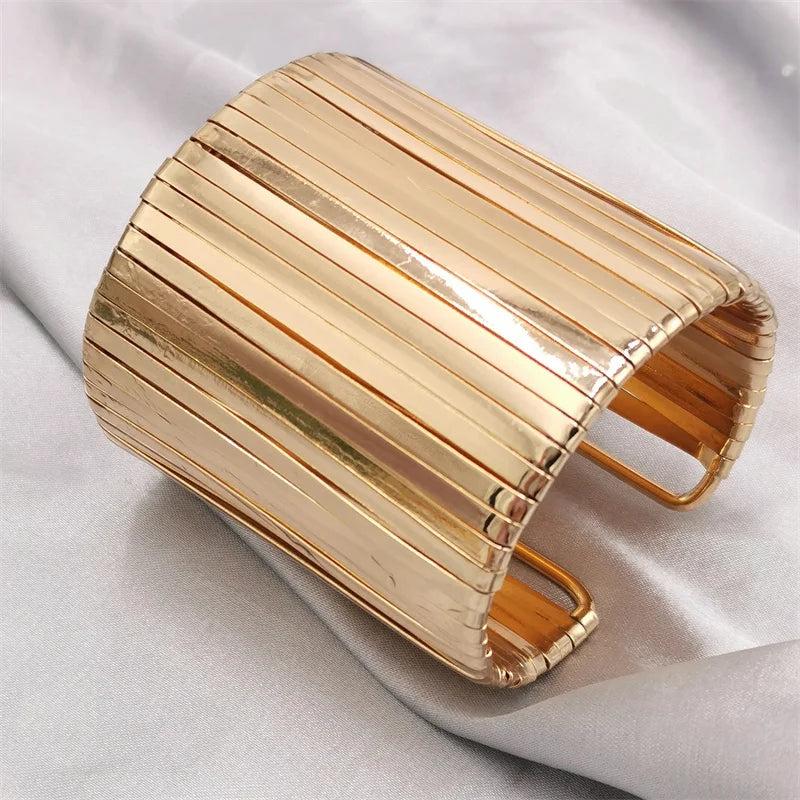 Vertical Braided Bracelet Gothic Plated Cuff Bracelet