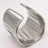 Vertical Braided Bracelet Gothic Plated Cuff Bracelet