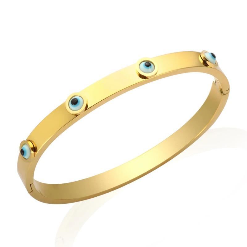 Eye Hand Charm Bracelet Stainless Steel Bangle