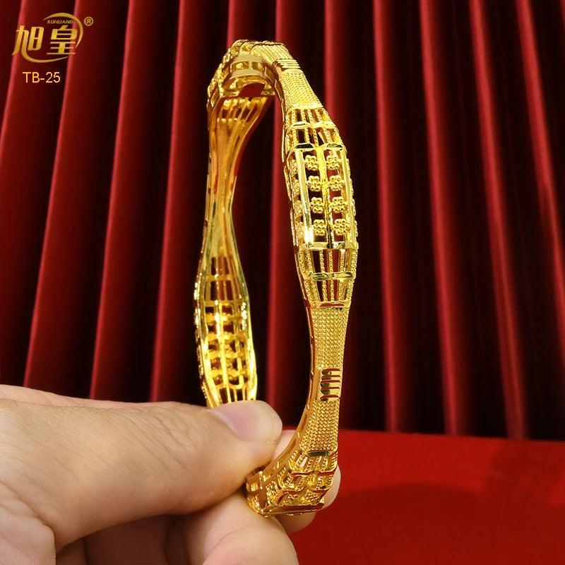 24K Plated Copper Bangles Bracelet Dubai Women Charm Arrival Jewelry Bangle