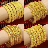 24K Plated Copper Bangles Bracelet Dubai Women Charm Arrival Jewelry Bangle