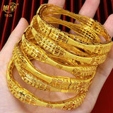 24K Plated Copper Bangles Bracelet Dubai Women Charm Arrival Jewelry Bangle