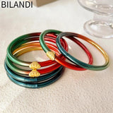 Bilandi Jewelry Green Red Splicing Bracelet Bangles High Tube Silicone Bracelet