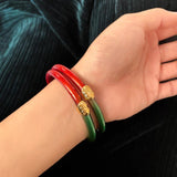 Bilandi Jewelry Green Red Splicing Bracelet Bangles High Tube Silicone Bracelet
