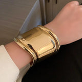 Vintage Gold-plated Wide Cuff Bracelet for Women