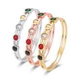 Silver Rainbow Finger Bracelet For Women CZ Gemstone Wedding Jewelry