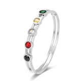 Silver Rainbow Finger Bracelet For Women CZ Gemstone Wedding Jewelry