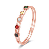 Silver Rainbow Finger Bracelet For Women CZ Gemstone Wedding Jewelry