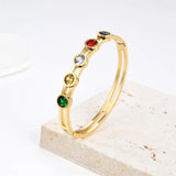 Silver Rainbow Finger Bracelet For Women CZ Gemstone Wedding Jewelry