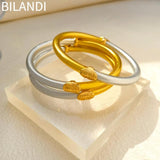 Bilandi Silicone Bracelet Bangles Two-Tone Silver Bangles For Women